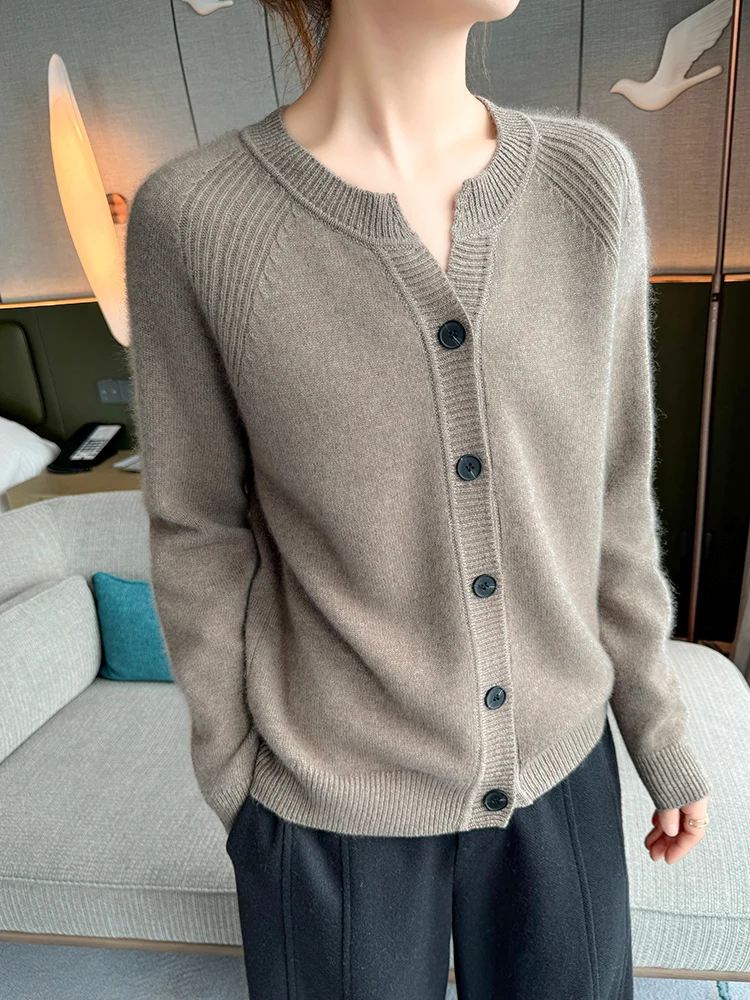 

Light Luxury Women 100% Cashmere Sweater Elegant Autumn Winter Female Knitwear Thick Cardigan Ladies Long Sleeve Clothing Tops