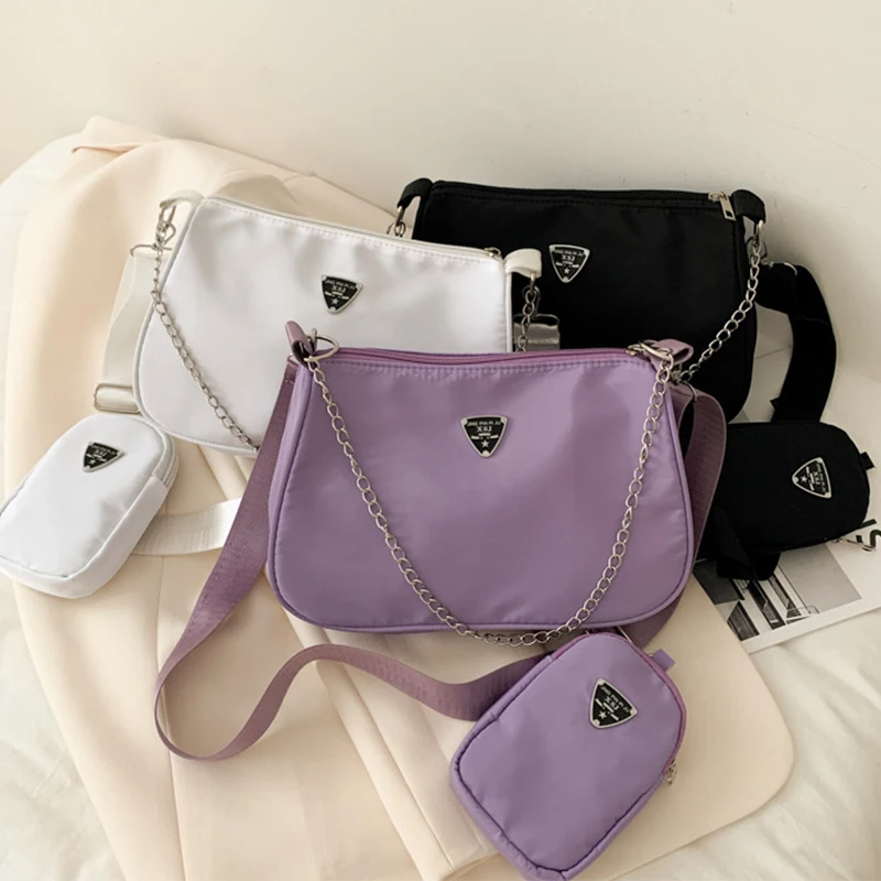 Lightweight Causal Handbag Set Crossbody Bag Nylon Shoulder Bag Handbag 2 in 1 Sling Bag Trend Hand Bag For Women