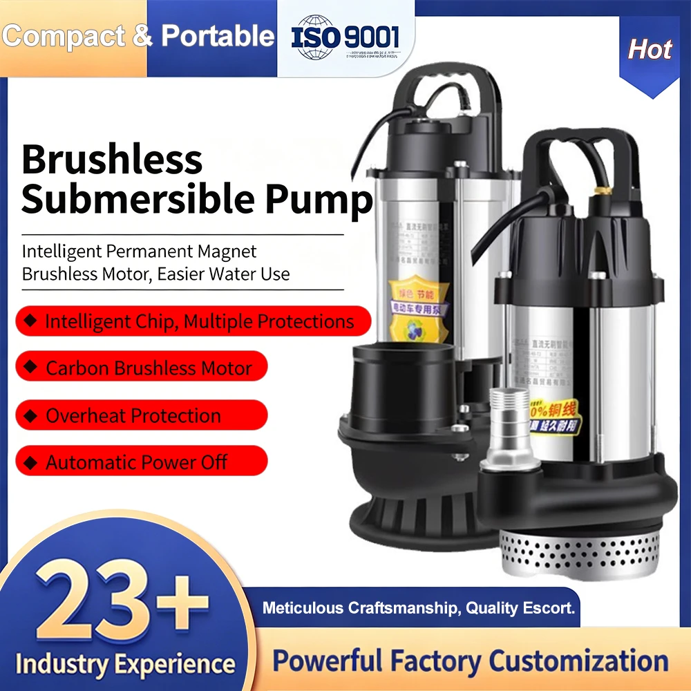 Stainless Steel Brushless DC Submersible Pump, Battery-powered Electric Vehicle, Small Agricultural Irrigation Water Pump