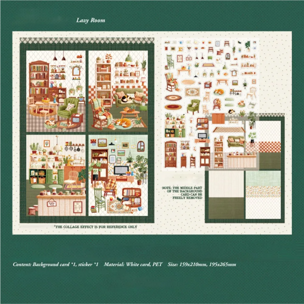 3D Miniature Landscapes Stickers Collection 4 Themes PET DIY Cabin Scene Sticker Removable DIY Crafts 3D Landscape Sticker