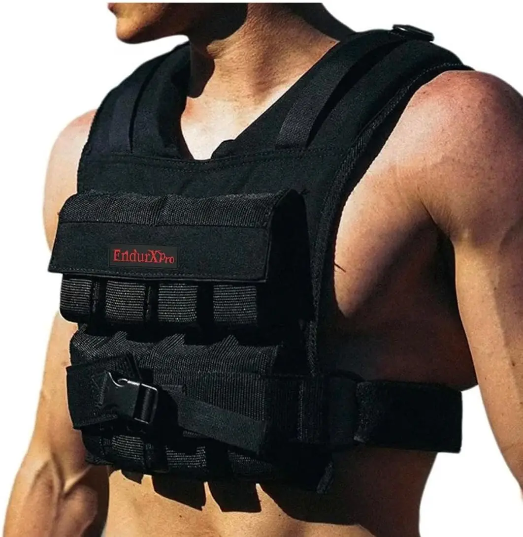 سترة مرجحة 25 رطل - سترة تمرين مرجحة مع أوزان حديدية قابلة للإزالة، سترة تمرين مرجحة شديدة التحمل للتدريب الوظيفي #2