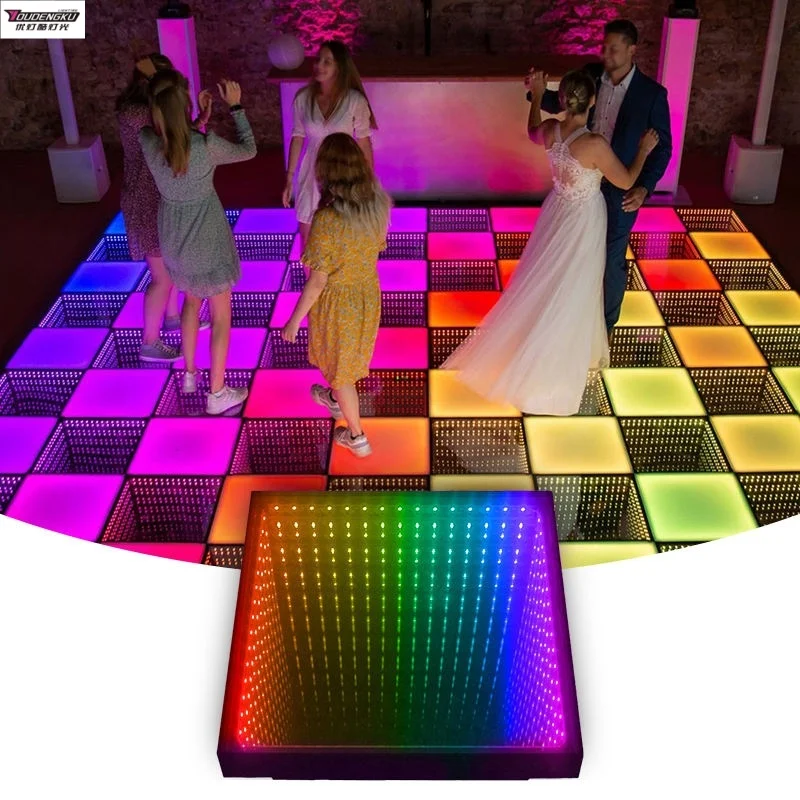 20 pieces RGB Light up Tiles Magnet 3D Infinite Rainbow LED Dance Floor for Party Wedding