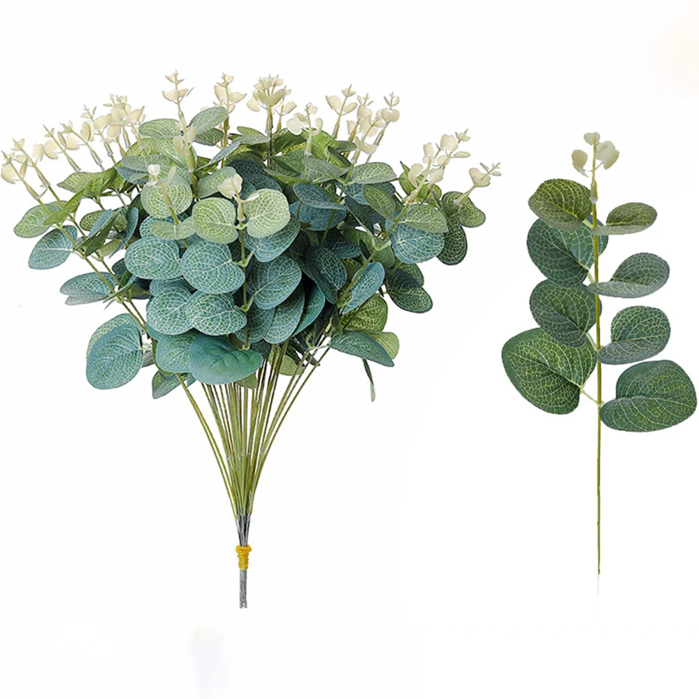 20PCS Fake Plants Silk Eucalyptus Leaf Diy Christmas Decorations Vase for Home Garden  Wedding Scrapbooking Artificial Flowers