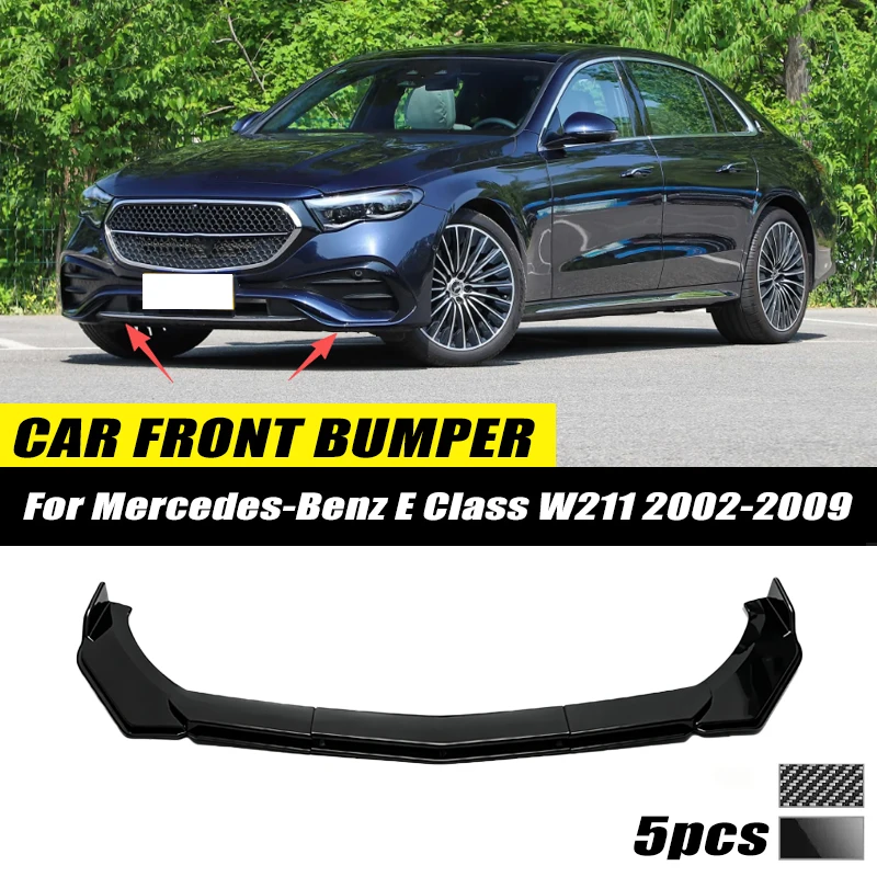 For Mercedes-Benz E Class W211 2002-2009 Front Bumper Lip Front Guard Spoiler High-quality ABS Material Body Kit Front Lip