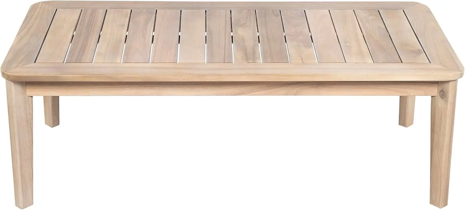 

Hartford Patio Acacia Wood Coffee Table, Solid Wood Outdoor Table for Patio Furniture Set, Slat Panel Rectangular Top
