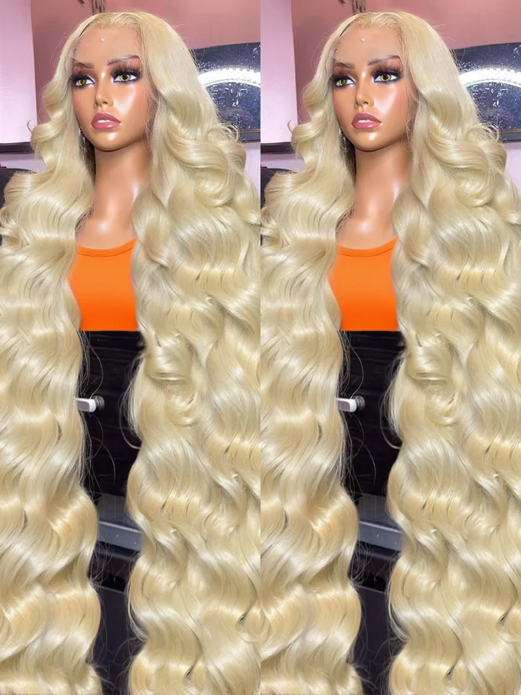 

Blonde 613 Hd Lace Frontal Wig 13x6 13x4 Transparent Lace Front Wig 250% Brazilian 40 Inch Body Wave Human Hair Wigs For Women