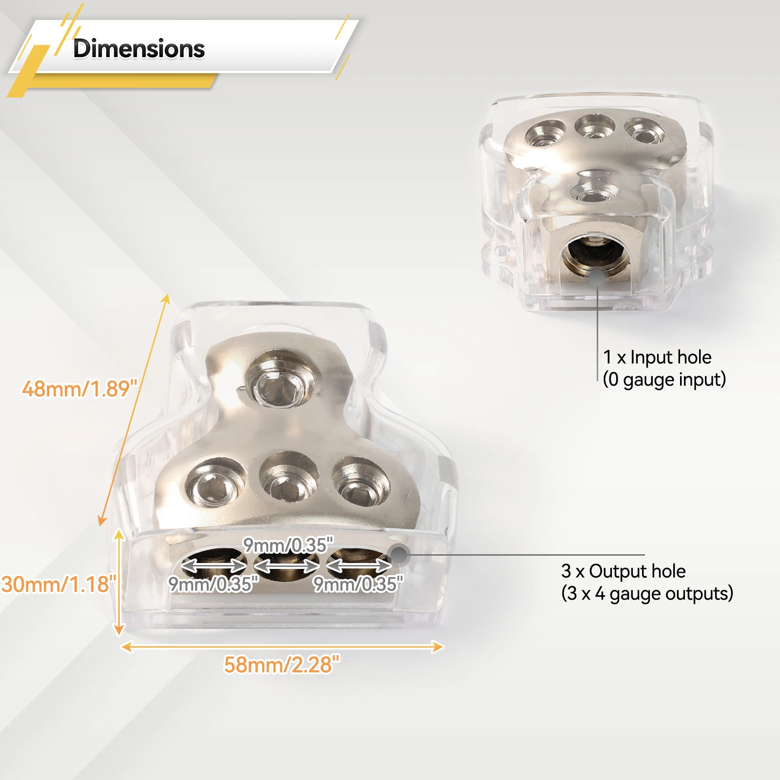 3 Way Power Distribution Block 1x 0 Gauge AWG in 3x 4 Gauge AWG Out for Boat Vehicles Car Audio Amplifier Splitter Accessories