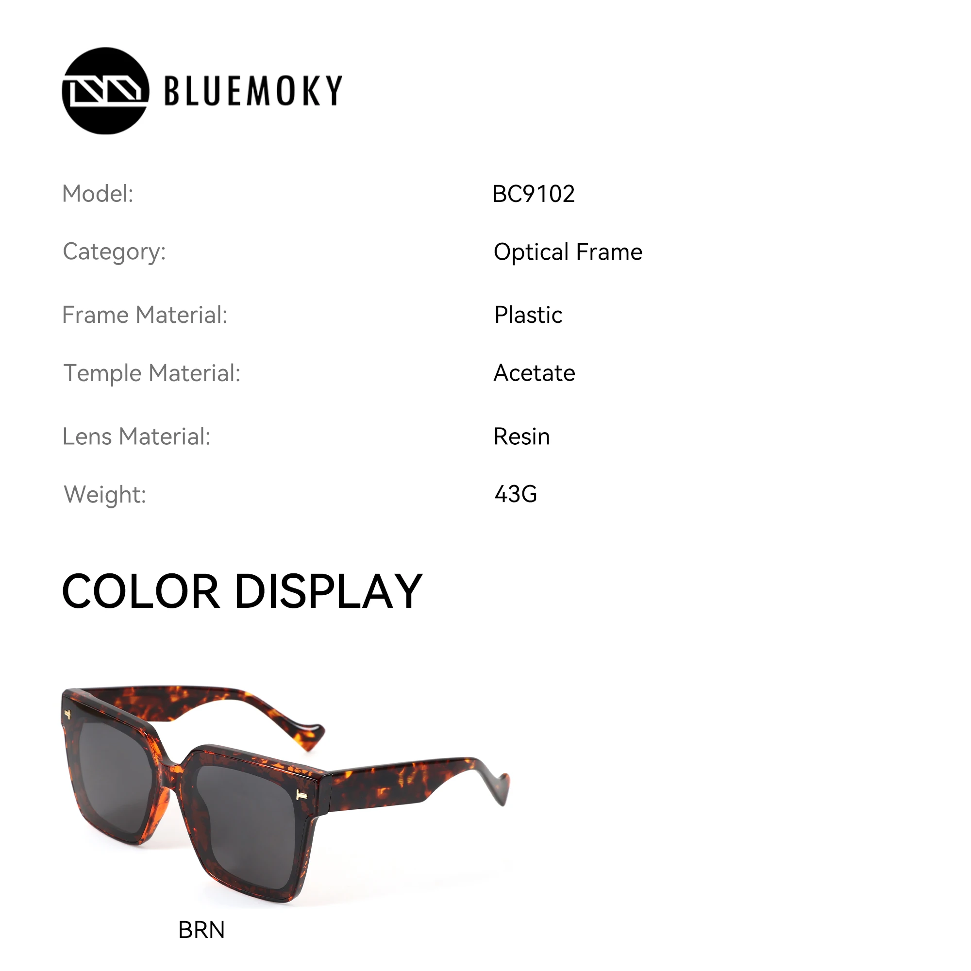 BLUEMOKY L Size Stylish UV400 Polarized Sunglasses Prescription Modish Custom Men Square Optical Sun Glasses