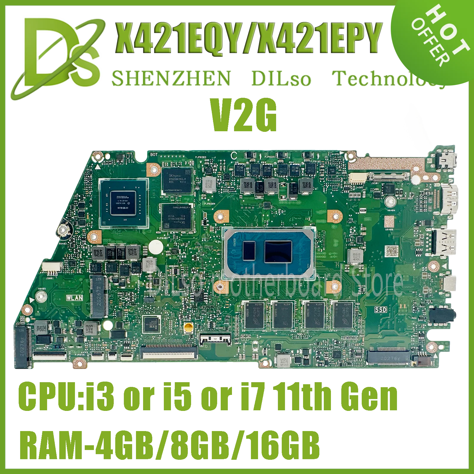 

KEFU X421EAY Mainboard For ASUS X421EQY X421EPY X421EQYB I421EQY K413E I421E V4050E Laptop Motherboard i3 i5 i7 11th Gen