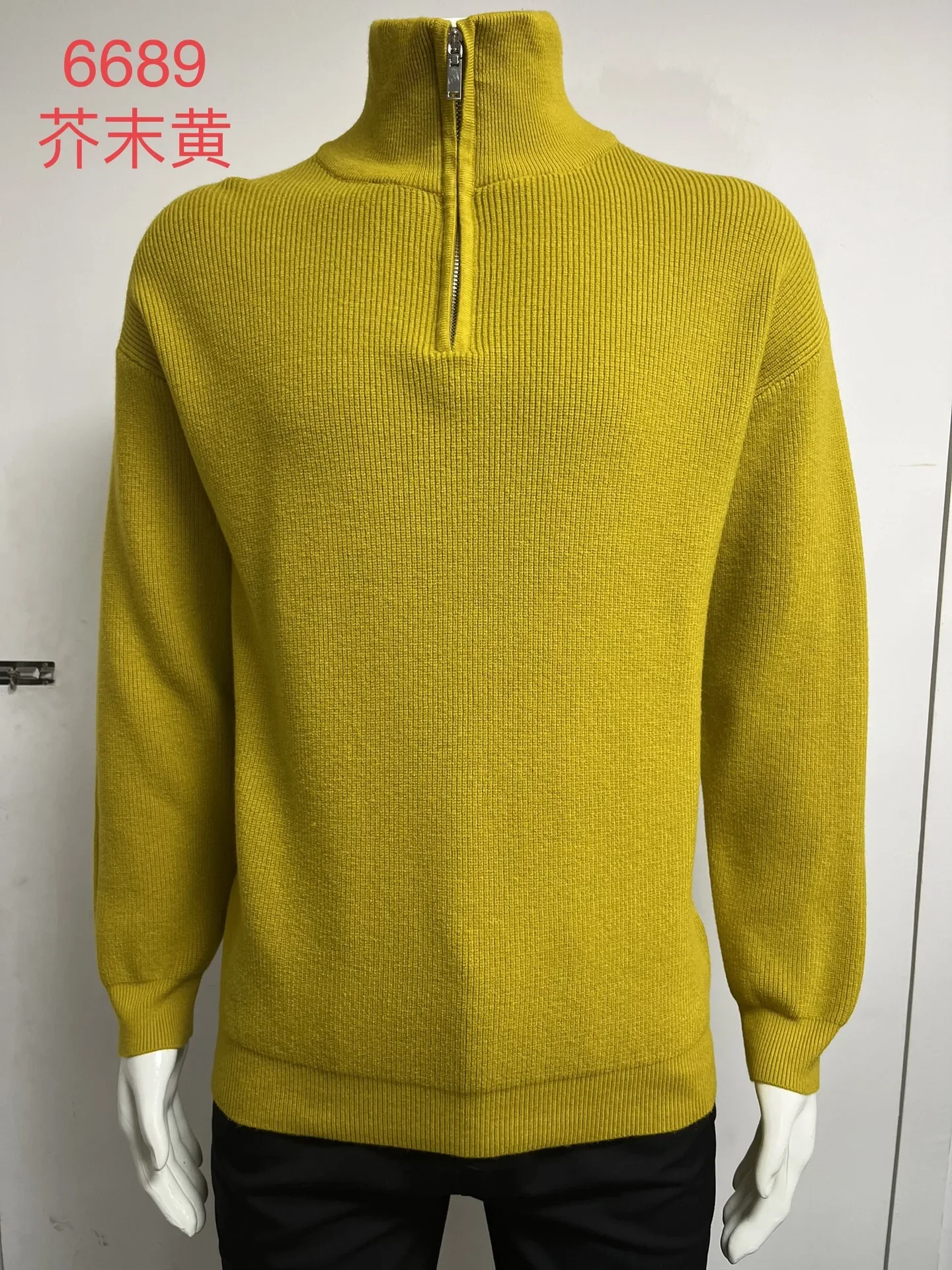 

Мужские вязаные свитера с воротником на молнии, пуловеры, однотонный вязаный свитер, легкоэластичный свободный крой, повседневная осень 2023 г., новинка