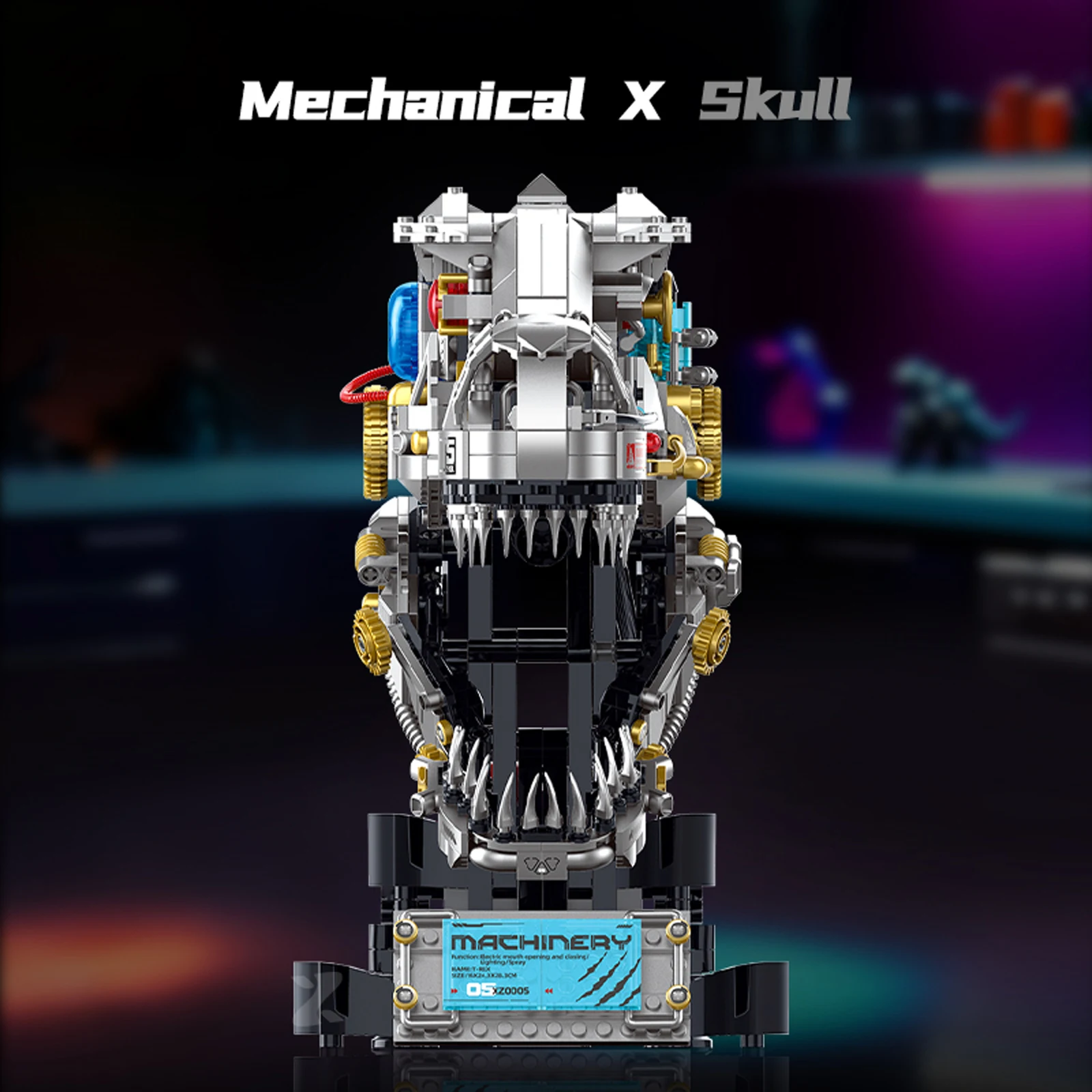 916 pçs mecânico tiranossauro rex crânio modelo blocos de construção kit montagem pequenas partículas tijolos brinquedo do miúdo presente aniversário xz0005