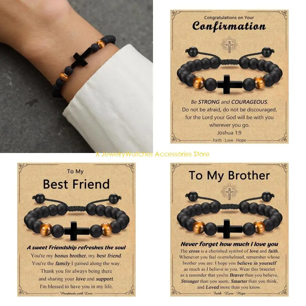 Croses cordón cuero 31kd Pulsera para niños Regalos comunión tigres naturales