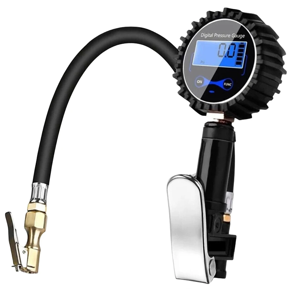 

Digital Air Compressor LCD Display Car Tire Inflator Gun Aluminum Alloy Air Line Clip-on Tyre Pump for Motorcycle Bicycle Auto