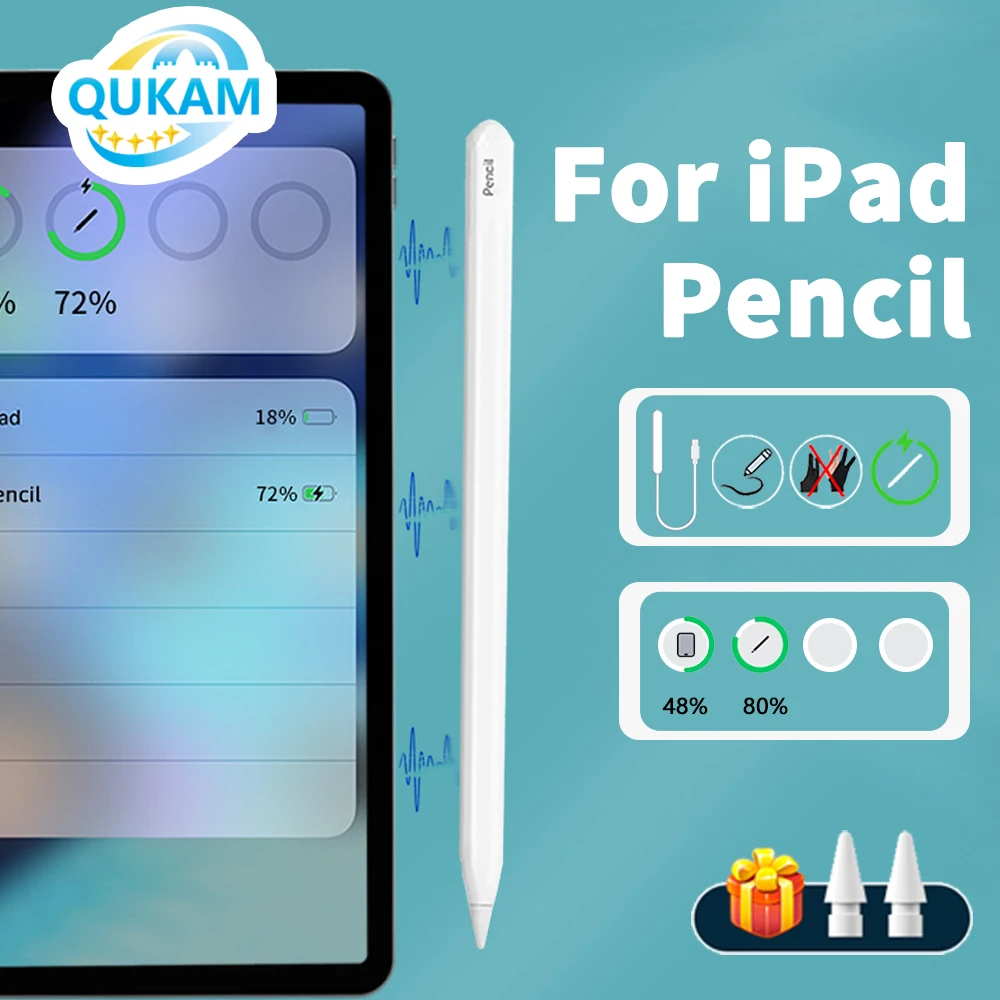 

New Sensitivity Stylus Pen For Apple Pencil 2 With Wireless Charging Tilt for 2018-2025 iPad 6/7/8/9/10th Mini 5/6 Air4/5 Pro 11