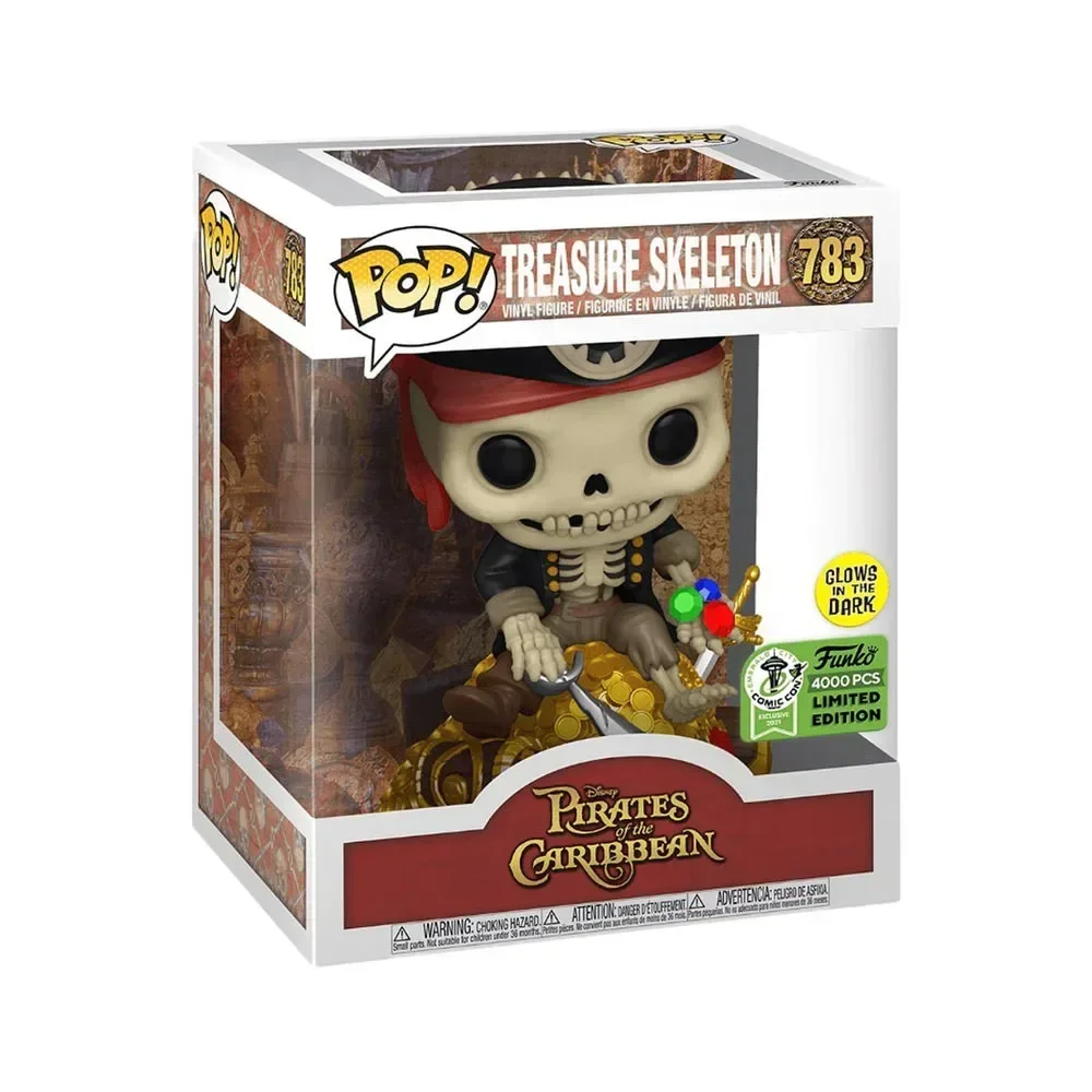 New Funko Pop Disney Pirates of the Caribbean Treasure Skeleton 783# Glows Toy Figures Jolly Roger 258# Vinyl Figure Kid Toys