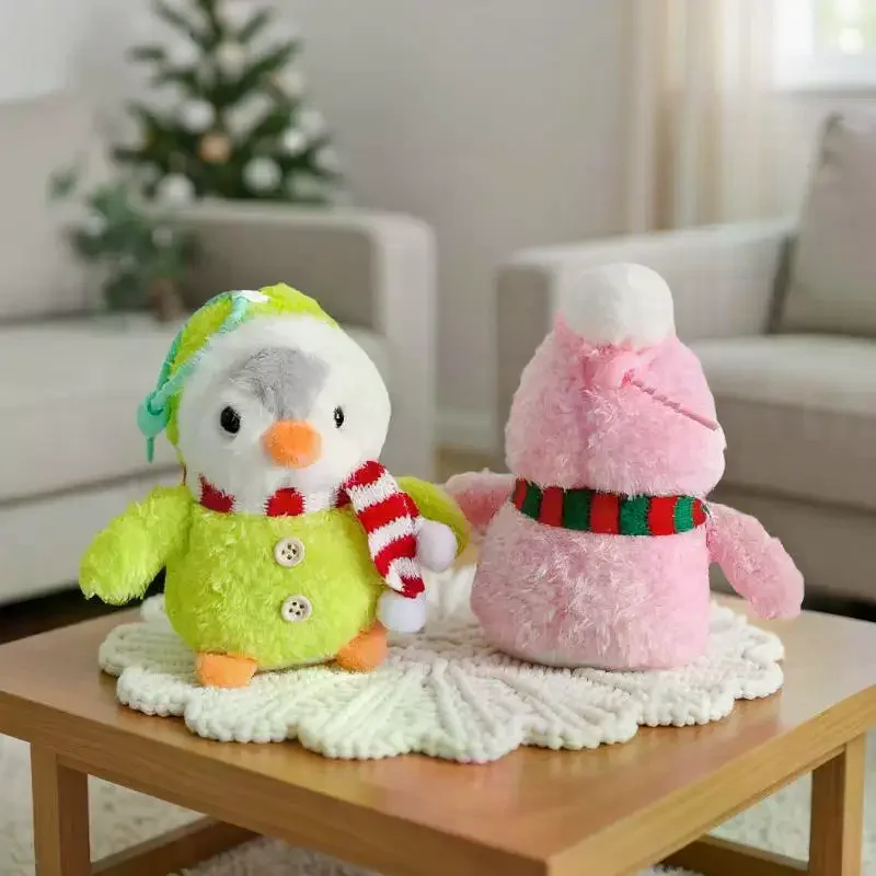 Winter-Pinguin-Plüschpuppe, Schlüsselanhänger, Spielzeug mit Weihnachtsschal; Mädchen-Taschenanhänger, Rucksack-Anhänger zum Aufhängen, Geburtstagsgeschenk