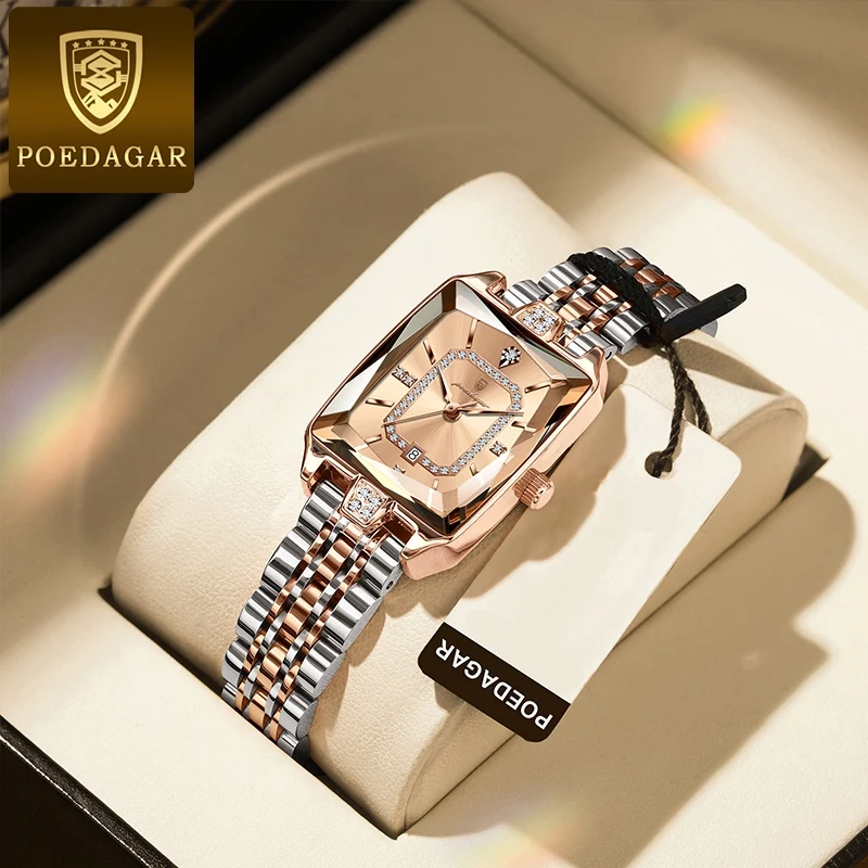 

2025 новые модные корейские элегантные роскошные кварцевые часы, ультратонкие водонепроницаемые часы из нержавеющей стали с календарем, женские квадратные часы