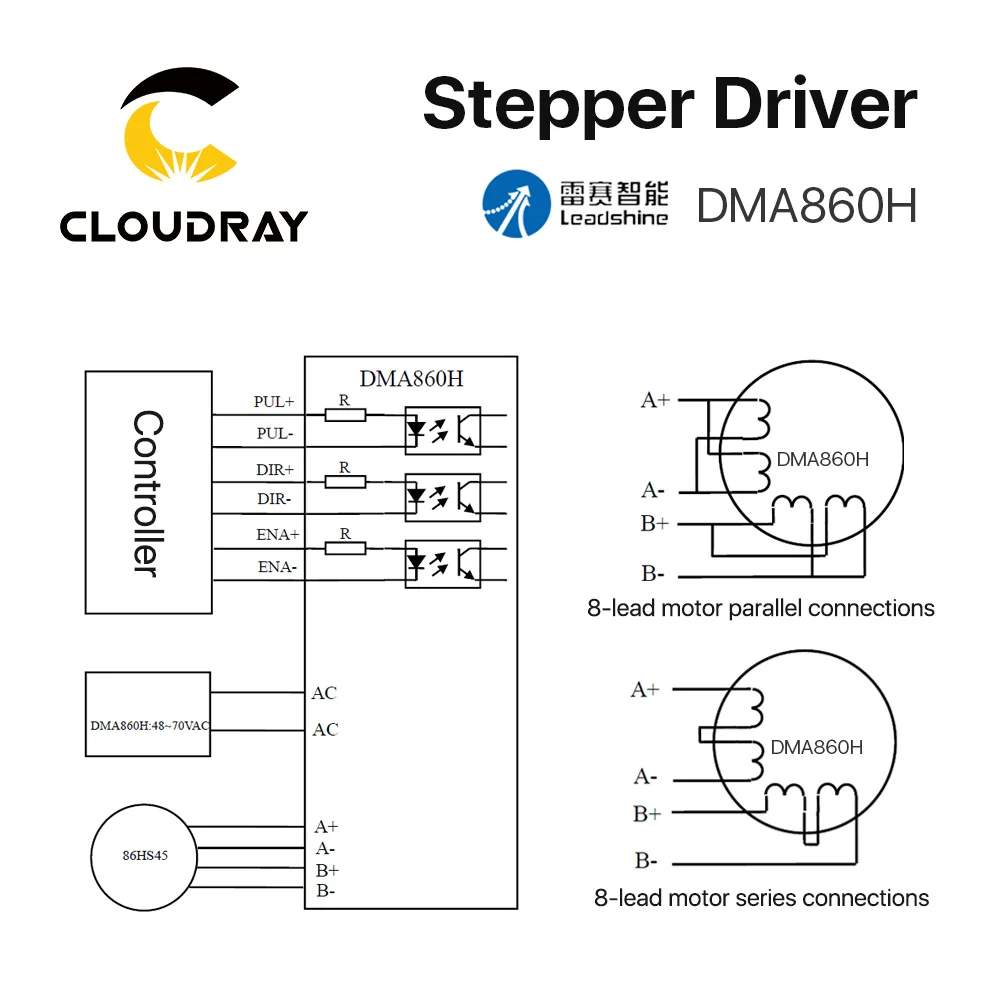 Clouddray-レーザー切断機用2相ステッピングモーター,dma860h CNC用18-80vac 2.4-7.2a