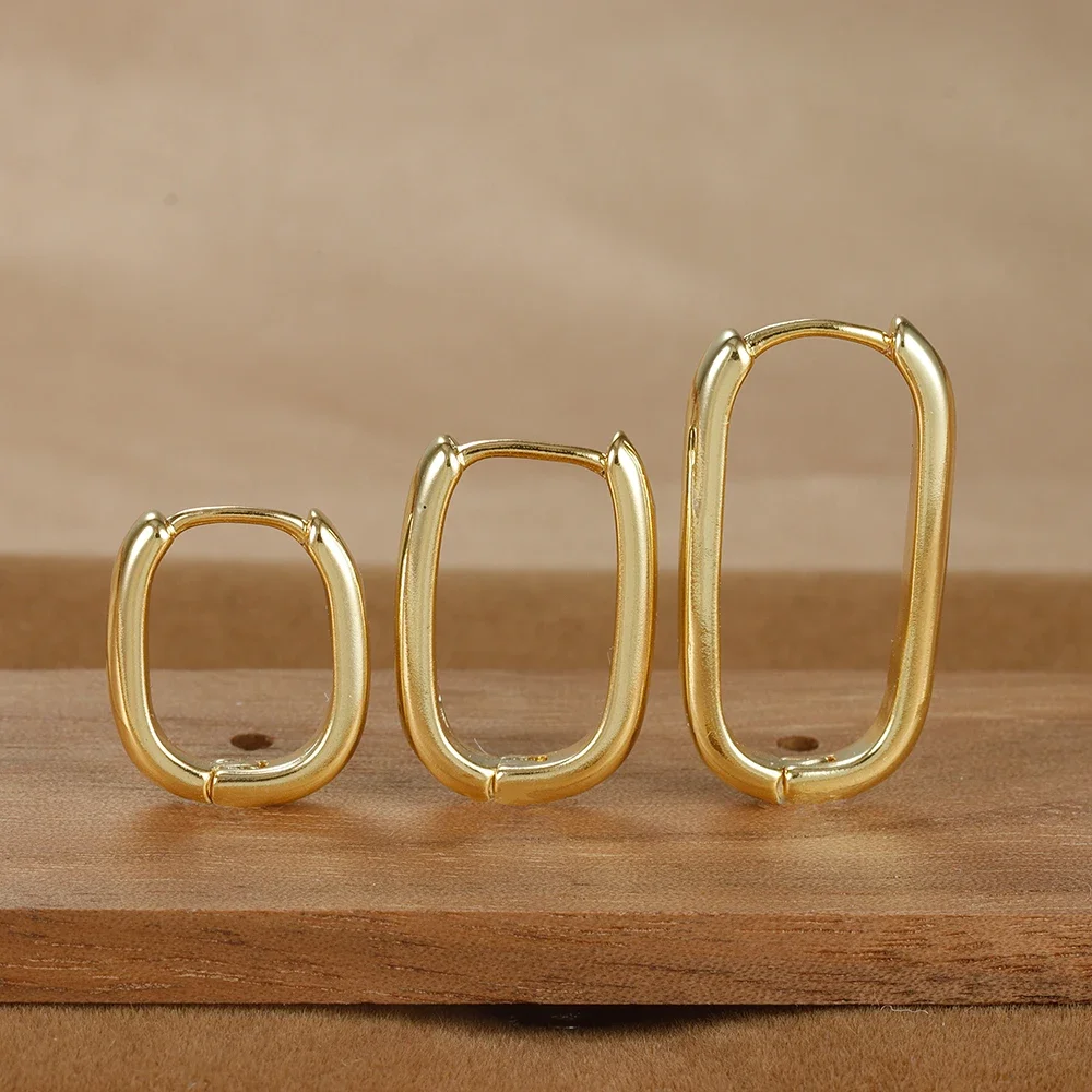 3PCS Vintage Stainless Steel U-Shape Hoop Earrings Set for Women Geometry Circle Square Earring Piercing  Jewelry aretes mujer