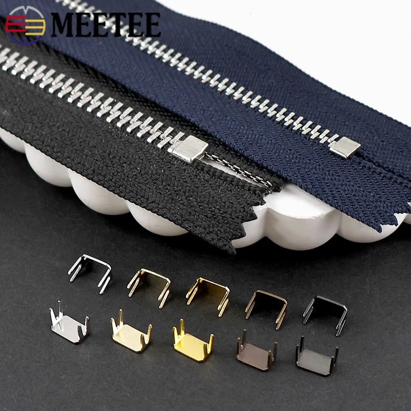 

50/100/200Pcs Metal Zipper Stopper Non-slip End Clip Fastener for Nylon #3 #5 #8 #10 Sewing DIY Accessories