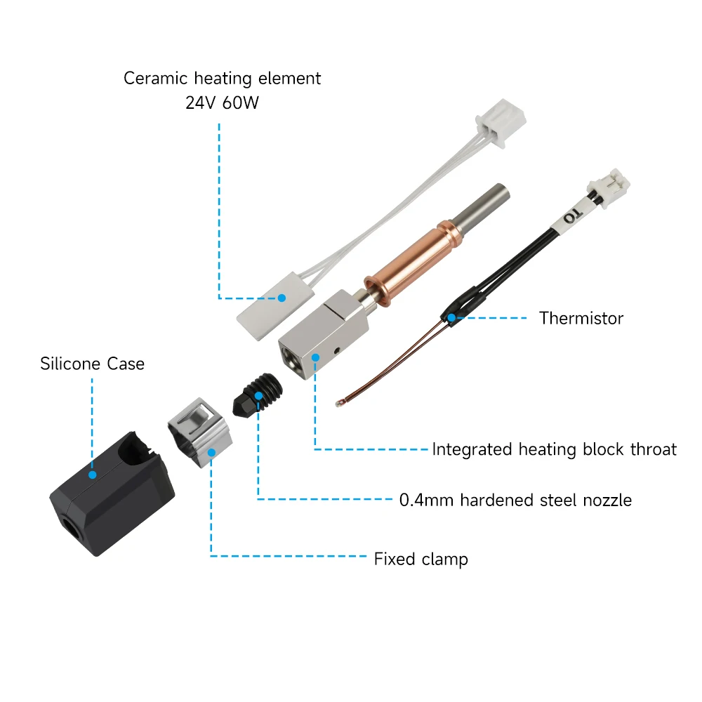 Kit Hotend yang Ditingkatkan Untuk Anycubic Kobra 3 Bi metal Heatbreak Hot End 24V 60W Thermistor Heating Tube Untuk Anycubic Kobra 3 Combo