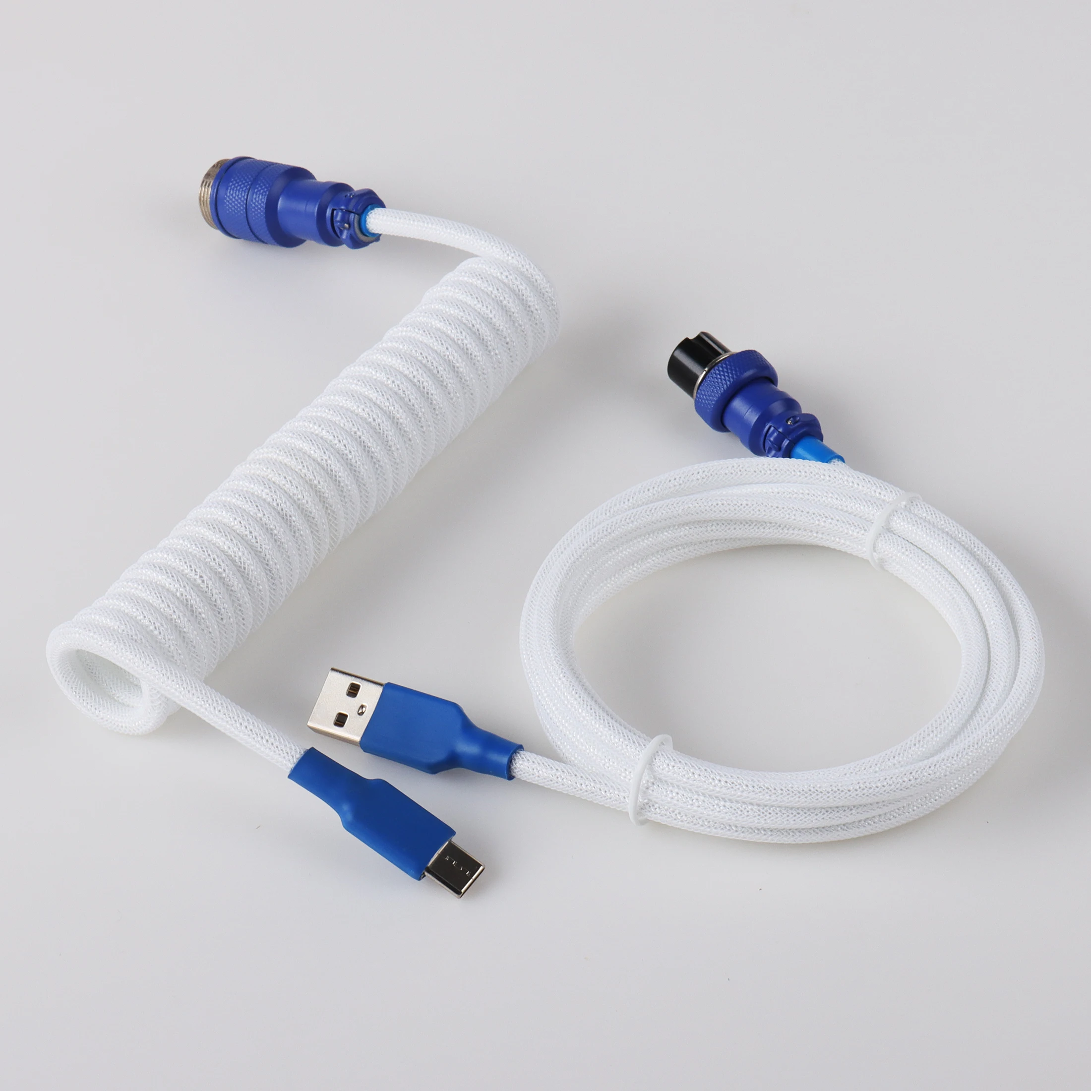 LANO USB A auf Typ C für mechanische Gaming-Tastatur, doppelt ummanteltes Kabel mit abnehmbarem GX16-Flieger-Spiralstromkabel 3
