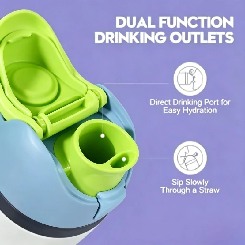 Insulated Cup Lid Kids Thermos Water Bottle Lid Spill Proof Leakproof Free Replacement Flip Top Cover with Handle Portable view 3