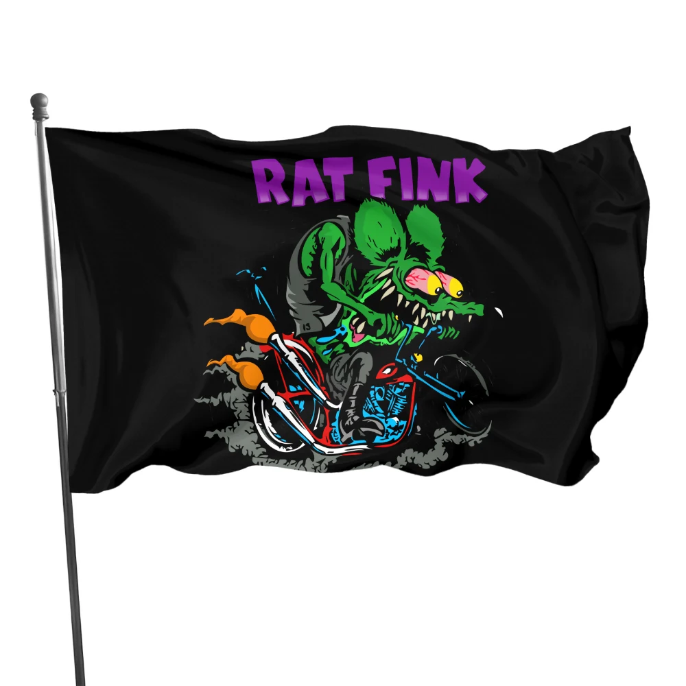 

Funny Rat Fink Motorcycle Riding Flags 90*150cm 120*180cm Banner LOGO Pattern Can Custom Flag