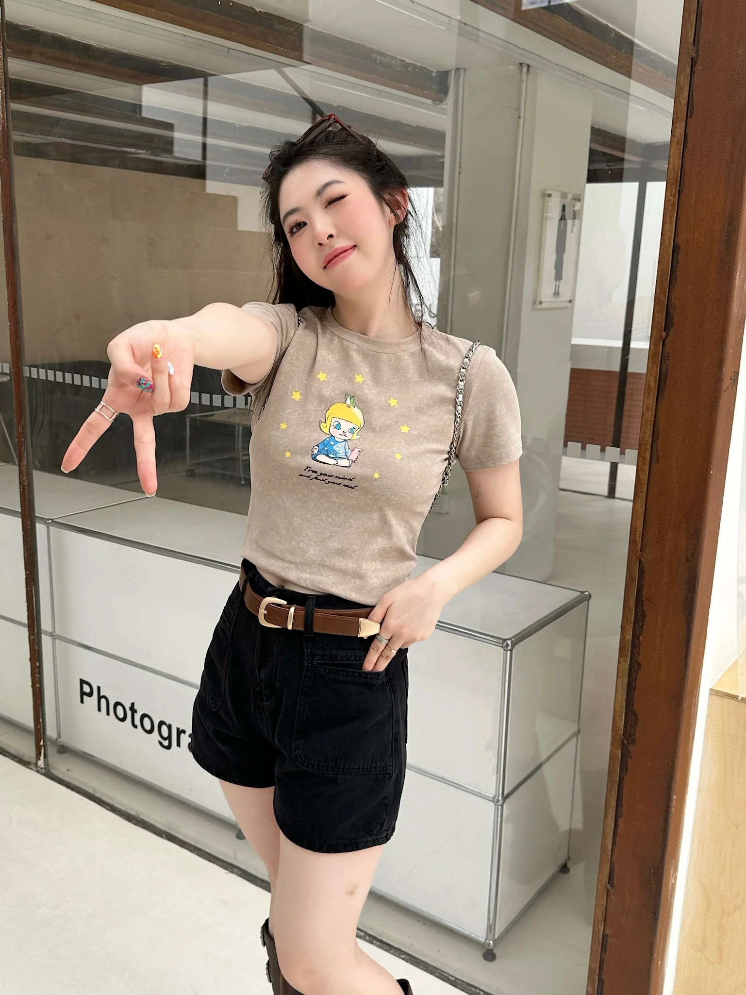

Xiao en Meimei High Waist Slimming Denim orts Women's Faion Retro Casual Hot Pants Cotton Stretch Fabric Zipper Closure