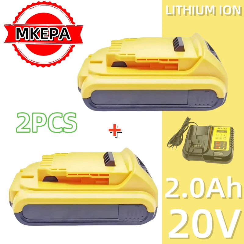 20V 2000mAh Li ion Battery Replacement for 18V 20Volt lpega Max Lithium Ion Batteries DCB206 DCB205 DCB204 DCB200Power Tools