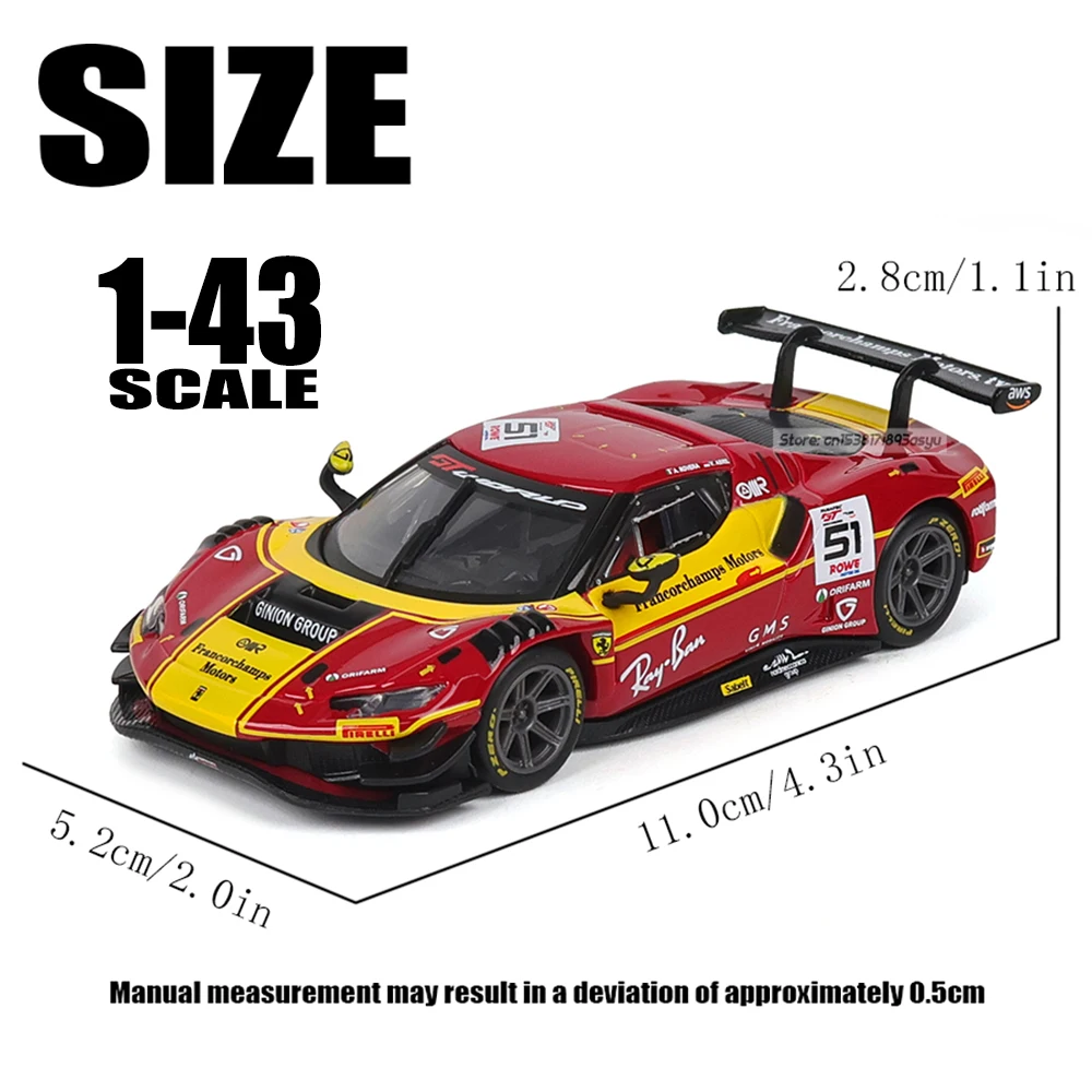 Bburago 1:43 24h LE MANS Ye Yifei Ferrari 2025 499P # 83 schwarze Basis Acrylbox-Basis Legierung Luxusfahrzeug Diecast-Automodell Spielzeug – Detail 8