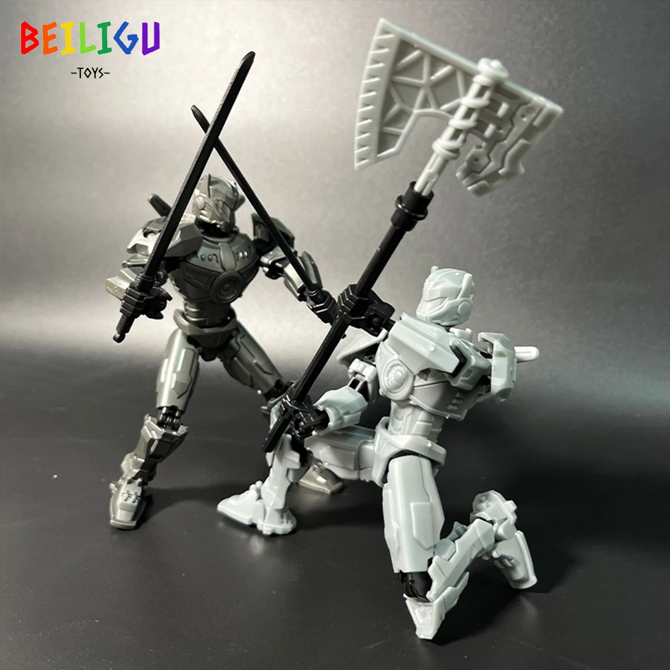 Beiluigu multi-articulação móvel robô brinquedo figura de ação guerreiro armas 3d boneca mecha modelo montagem brinquedos para crianças presente do feriado