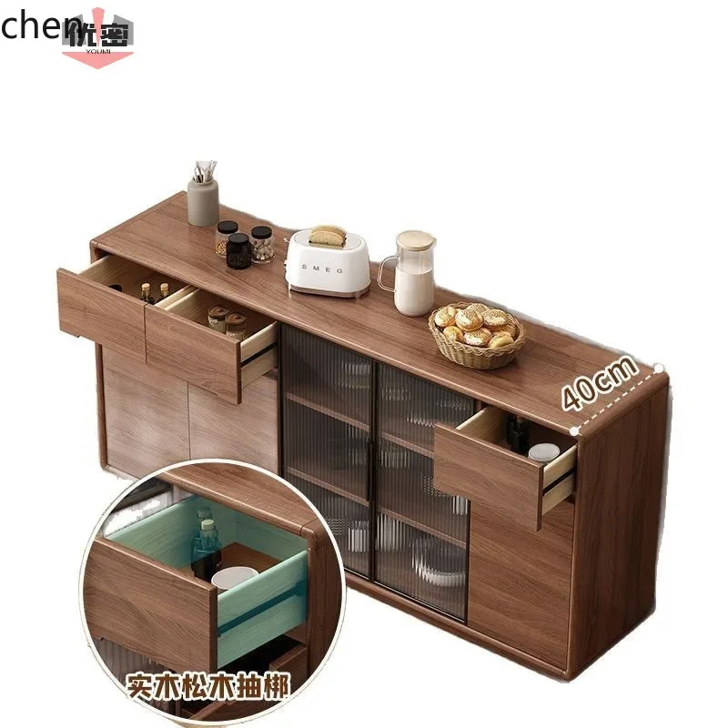 ZML Solid Wood Frame Extended Dining Room Wall-Mounted Storage Cabinet Multifunctional Kitchen Cabinet