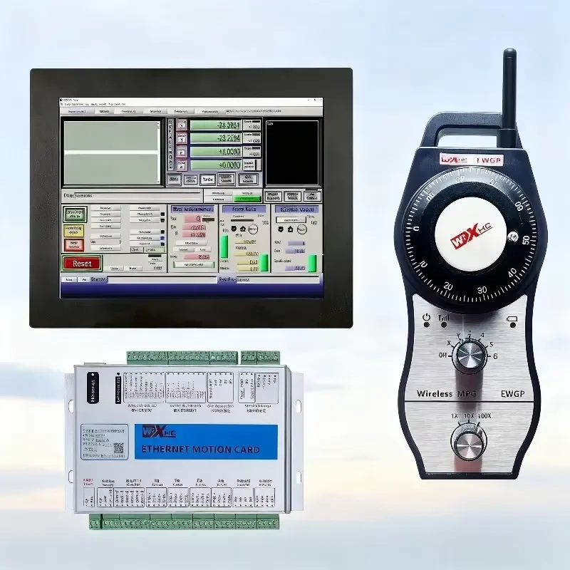 WiXHC Mach3 CNC Controller Kit for Mach3 with Two Compatible MPG Options 3 Axis 4 Axis 6 Axis System Touch Screen Display CNC