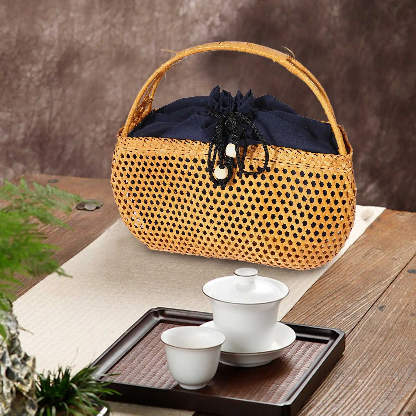 Women Bamboo Bags Bohemian Female Summer Beach Handbag Lady Vintage Rattan Knitted Bag Hollow Handmade Woven Basket Tote-A51M
