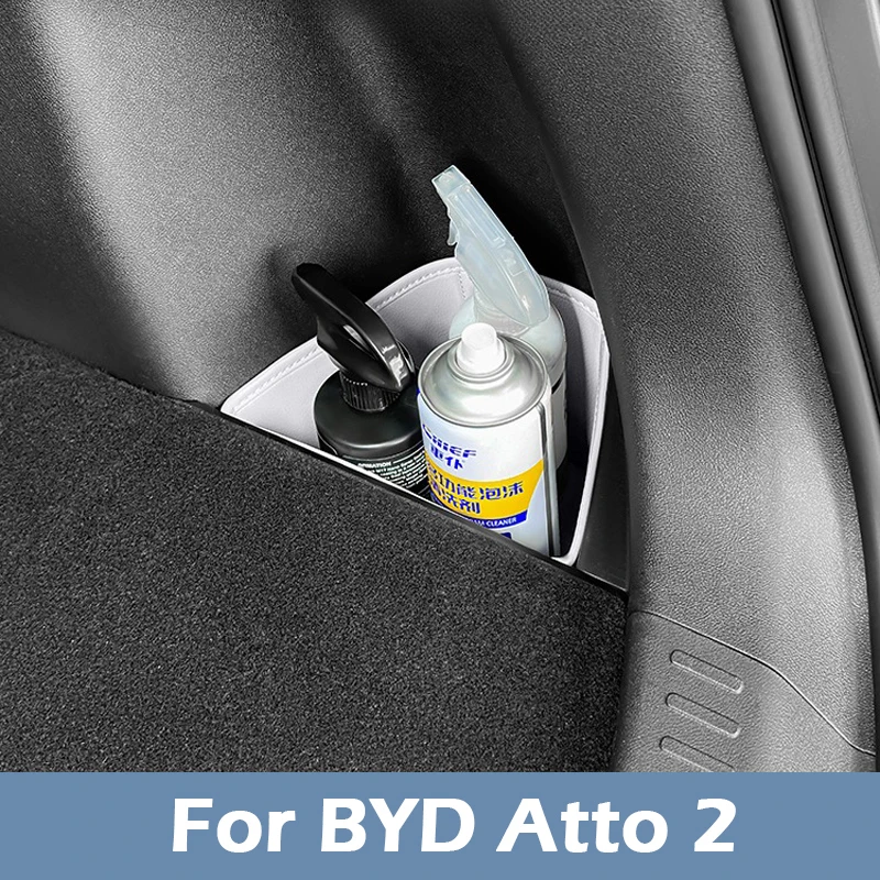 

For BYD Atto 2 2024 2025 Car Trunk Storage Box Two Both Side Groove Leather Pad Storage Pocket Car Interior Storage Accessories