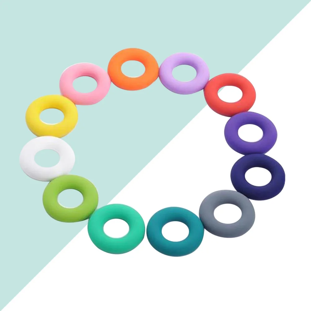 

19 pcs Chewing Circle Food Grade Silicone Teething Ring Infant Toddler Molar Relief Oral Habit Correction Necklace Pendant