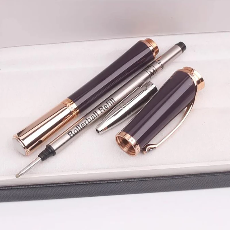 Luxury M Grace Kelly Dark Purple Rollerball Ballpoint Pen Gift With Teardrop Shape Diamond Stone Clip Writing Smooth