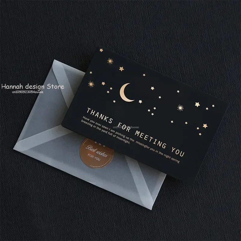 Black Birthday Greeting Card Bronzing Invitations Postcard Wishes Blessing Message Cards Small Card Blank with Envelope