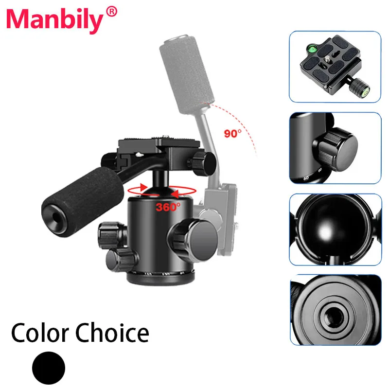 

Manbily YF-0 Professional 36 мм шаровая головка с ручкой для головки штатива DSLR 360 ° Панорамная шаровая головка Максимальная нагрузка 8 кг/17,63 фунта