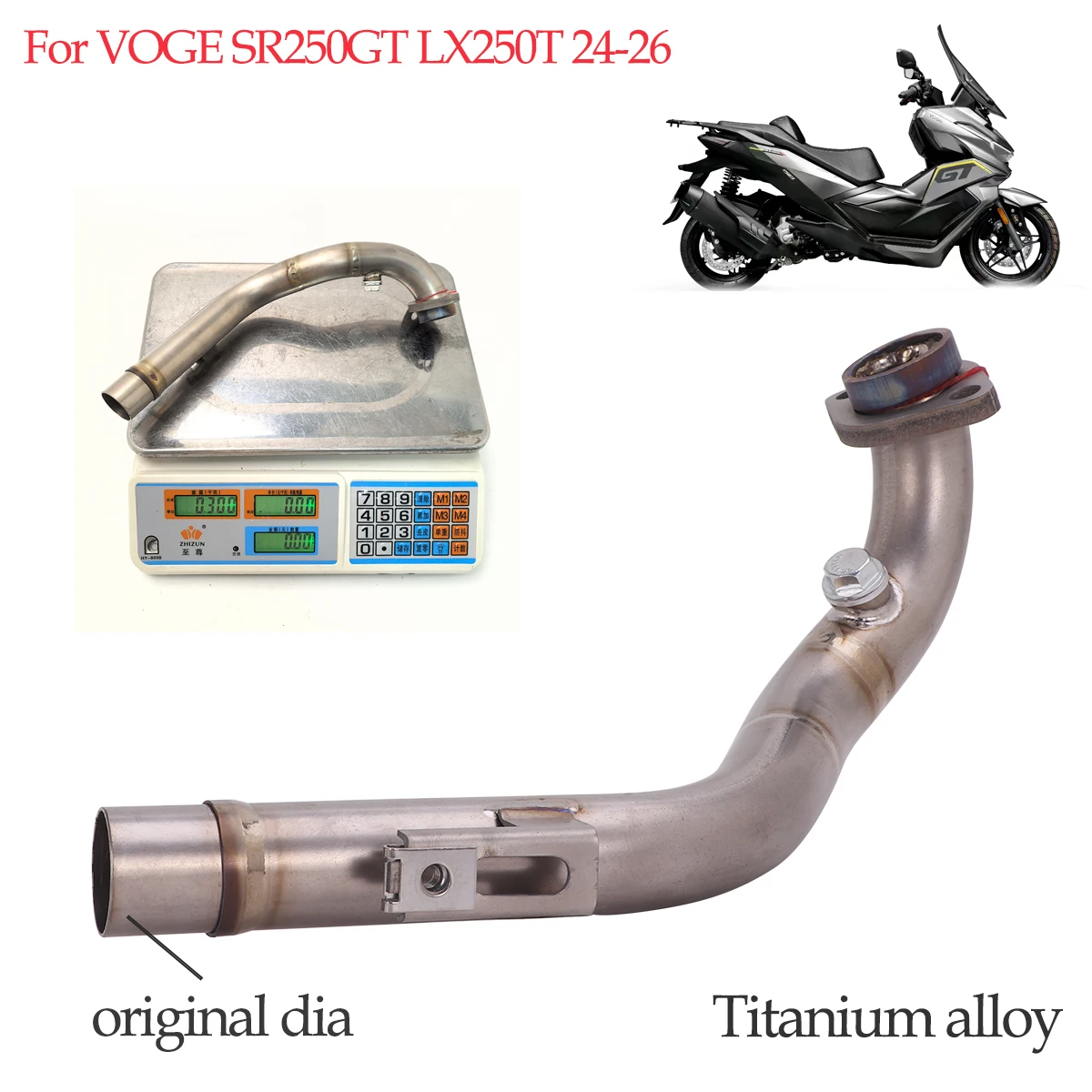 Titanium Alloy Header Pipe For VOGE SR250GT LX250GT 2024-2026 Exhaust Slip On Pipe Escape System Front link Pipe SR250GT Exhaust