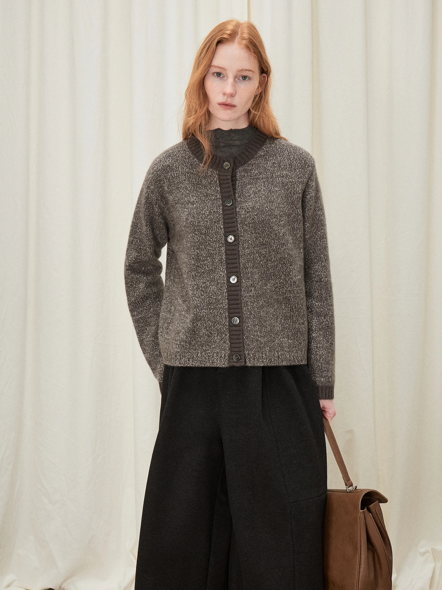 

Женский вязаный шерстяной кардиган свободного кроя с круглым вырезом, винтажный, разноцветный, с цветочным узором, из пряжи, с длинными рукавами, осенне-зимний