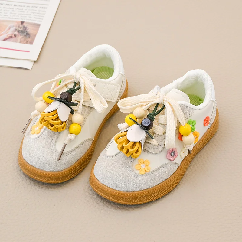 

New Kids' Casual Sneakers Floral Decor Cute Girls Sports Shoes Non-slip Breathable Children Fashion Running Sneakers Comfortable