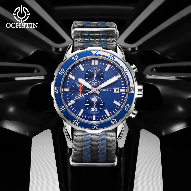 Ochstin 2024 New Creative Nylon Series Business Light Luxury Style Multi functional Quartz Movement Men's Watch Quartz Watch