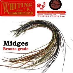 10 feathers Whiting bronze grade midge saddle hackle dry fly tying feathers grizzly rooster saddle feather for hook size18#20#