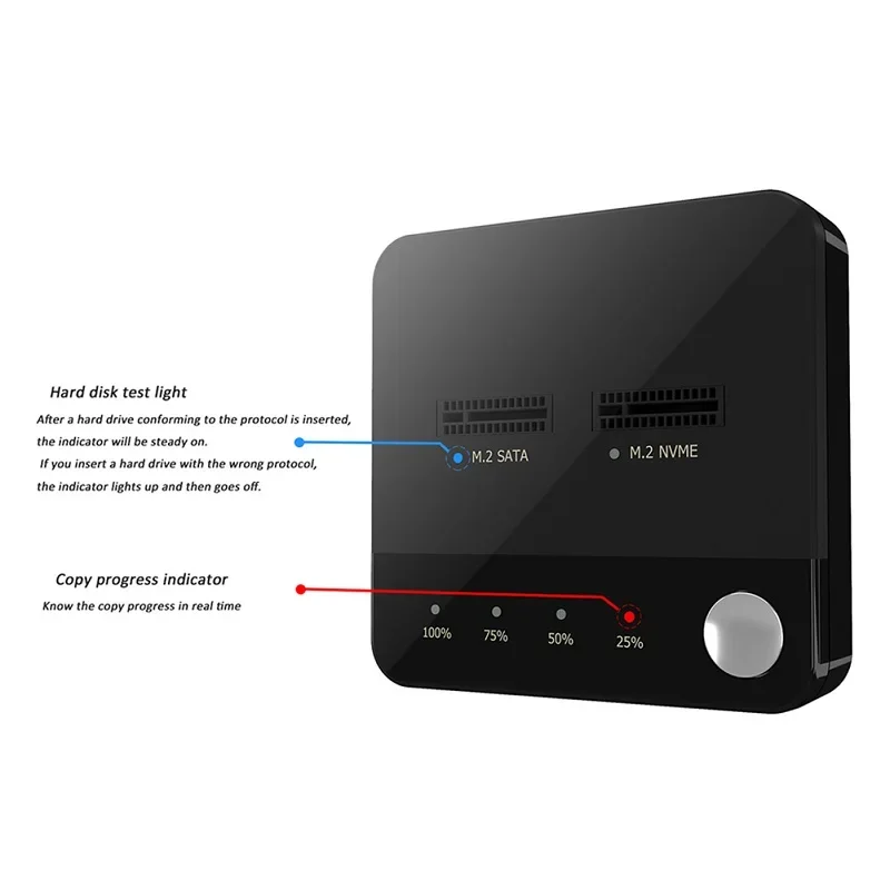 NVME Docking Station Dual-Bay M.2 SATA/NVMe SSD Clone Duplicator 20Gbps USB3.2 Type C External Hard Disk Drive Reader for M2 SSD