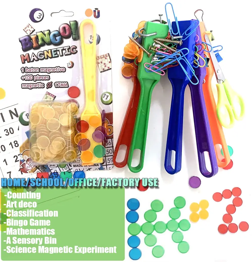 

Magnetic Bingo Wands - 6 Colors to Choose from - 1 Piece, Ideal for Bingo, Science Experiments, Homeschool Accessories, Fridge D