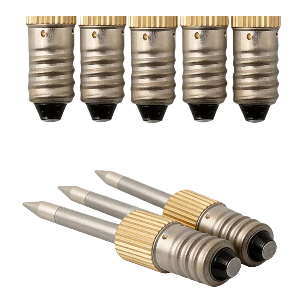 5PCS Soldering Iron Tips For E10 Interface, Copper Steel Needle Point Replacement Set With Sponge For General Welding And Wire T