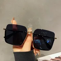 Fashion Square Sunglasses Women Cat Eye Brand Designer Big Metal Rimless Frame Sun Glasses Female UV400 Outdoor Oculos De Sol