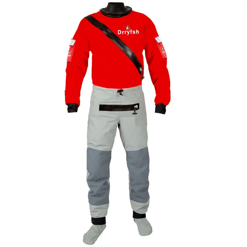 3-Layer Mens Lightweight Soft Shell Dry Suits Front Zipper Fully Taped Drysuit for Watersport Kayaking Paddling Canoeing Sailing